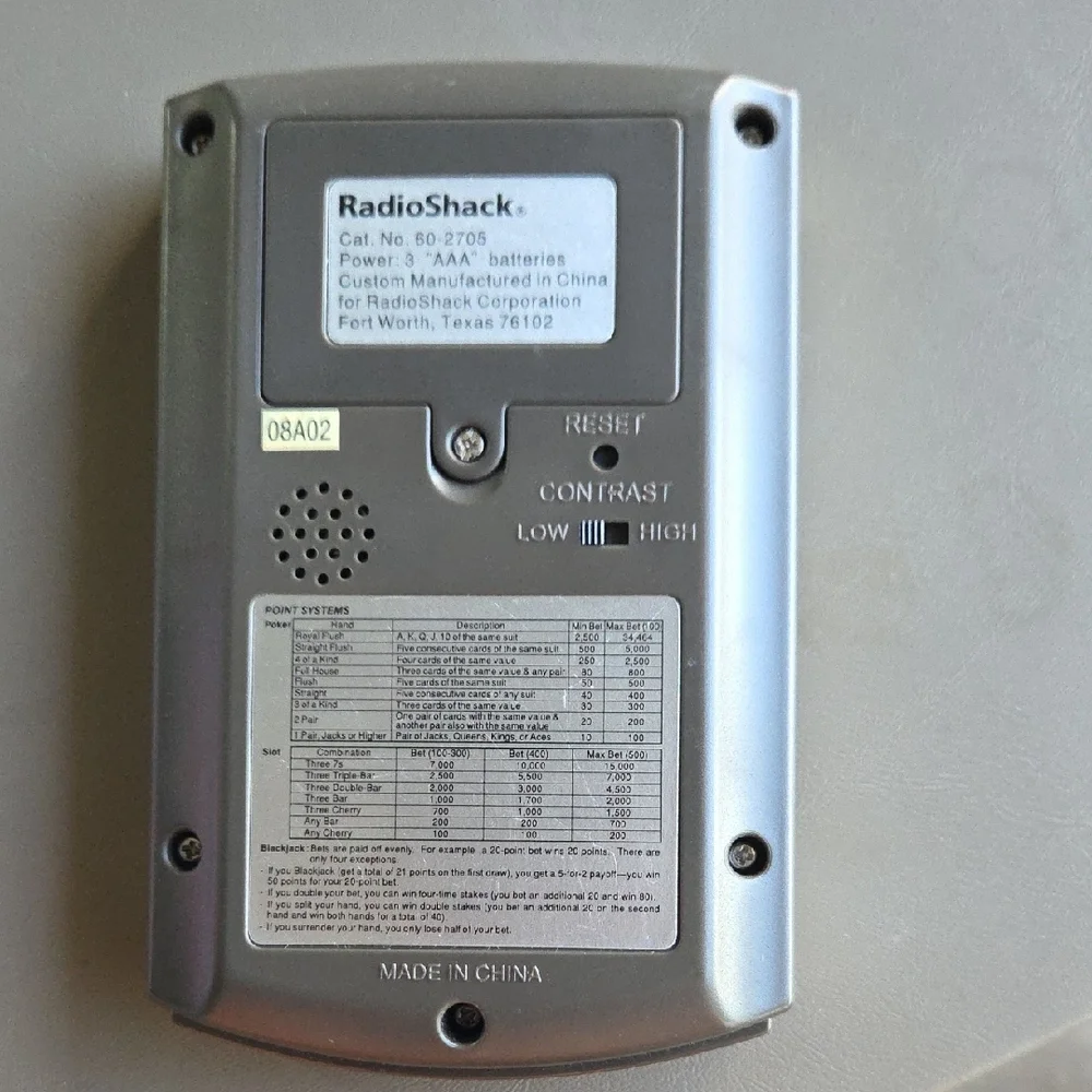RadioShack Handheld Casino Game - Silver and Black